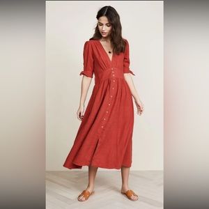 Free People Love Of My Life Darling Gauze Prairie Midi Boho Dress Size S Rust